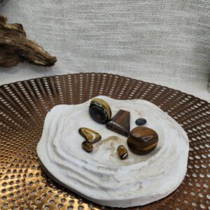 Vide-Poche Rond Dentelé en Jesmonite marbré beige