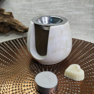 Brûleur de Fondant Parfumé en Jesmonite Beige Marbré