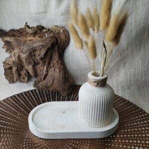 plateau ovale marbré beige gris