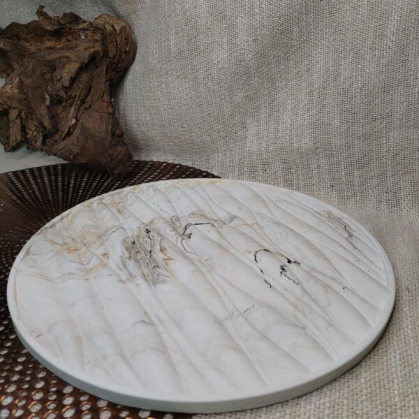 plateau  marbré beige gris