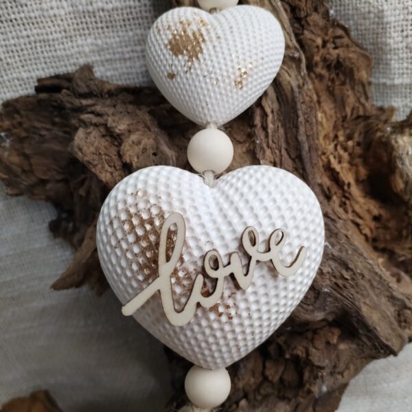 Suspension en Jesmonite - Deux Cœurs avec Écriture "Love" – Image 2